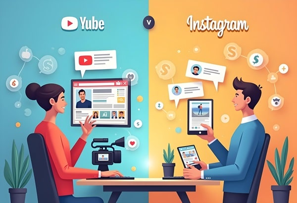 مقایسه درآمد یوتیوب و اینستاگرام(2025)