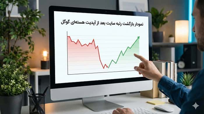 نمودار بازگشت رتبه سایت بعد از آپدیت هسته‌ای گوگل