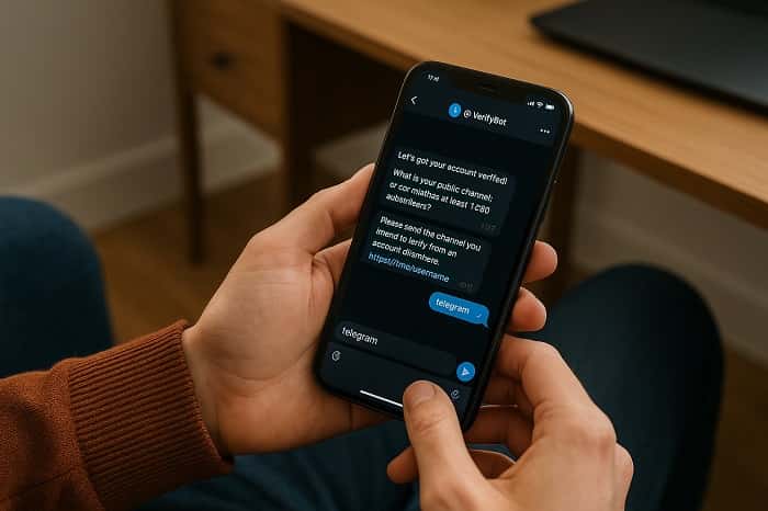 مراحل ارسال درخواست در آموزش نحوه وریفای تلگرام با ربات VerifyBot