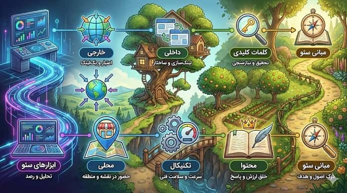 اینفوگرافی نقشه راه آموزش سئو